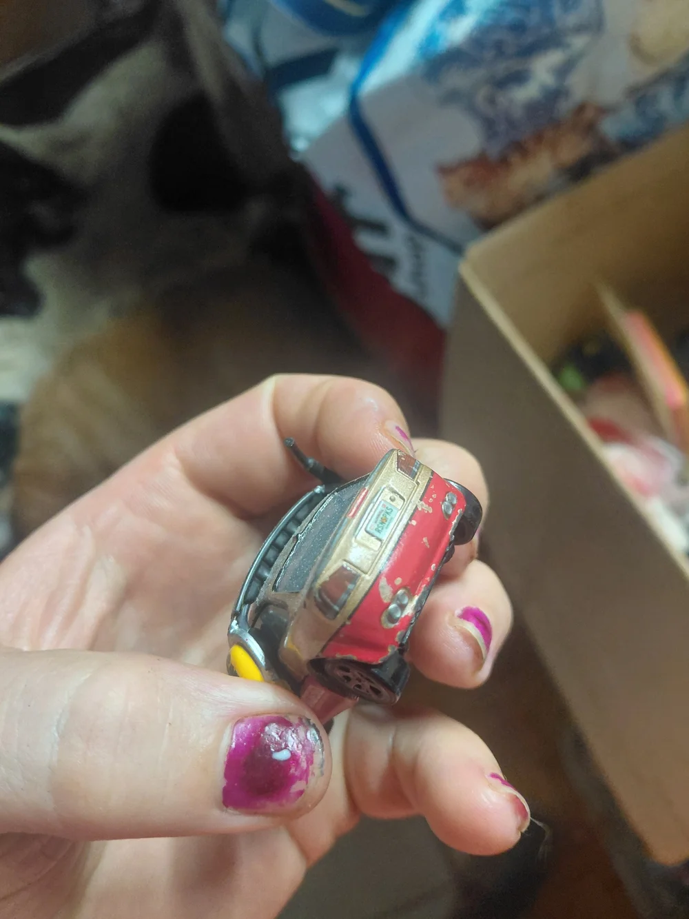 diecast toy is a 1:55 scale Mattel Disney Pixar Cars character named Shannon Spo